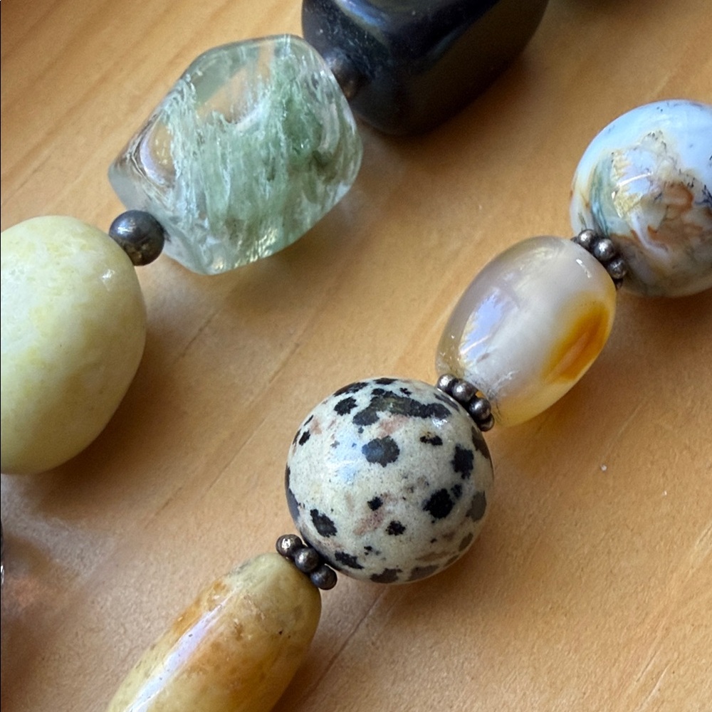 Boho Statement Necklace Mixed Gemstone Beads With… - image 4